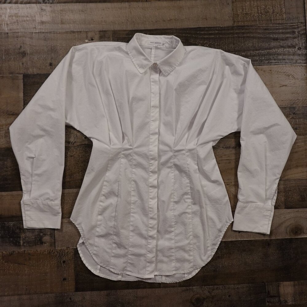 Good American White Fitted Button-Up Shirt Women’s Size 2